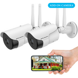 Outdoor Security Camera, 3.0MP IP Bullet Waterproof Wireless Surveillance Camera, WiFi House Exterior Cameras with Two-Way Audio, Night Vision, Smartphone Compatible, Motion Detection (2 Pack)