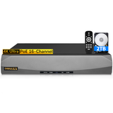 16-Channel 4K / 8.0 Megapixel POE NVR Network Video Recorder, Supports up to 16 x 8MP/4K IP Cameras, Max 8 TB Hard Drive