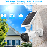 OOSSXX Solar Battery Security Camera Outdoor Wireless Solar Powered Wireless Camera with Rechargeable Battery, WiFi Home Surveillance Camera for Multi-User Use, 3.0MP with Two Way Audio 2 Packs