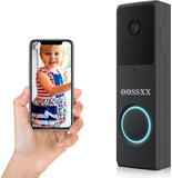 OOSSXX (Smart Video Doorbell) Rechargeable Battery Powered Doorbell Camera with Indoor Chime, Wireless 2K HD Smart Home Security Video Doorbell Kit, IP65 Waterproof Wi-Fi Outdoor Ring