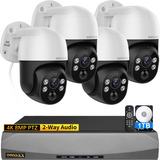 (4K/8.0 Megapixel & PTZ Digital Zoom) 2-Way Audio PoE Outdoor Home Security Camera System Wired Outdoor Video Surveillance IP Cameras System