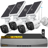 {100% Wire-Free Wireless Solar Cameras} 2-Way Audio, PIR Detection 2-Antennas Enhance Outdoor Wireless Surveillance Camera System 1600P WiFi Battery Surveillance Video by OOSSXX