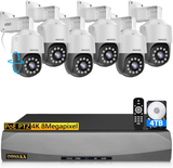 OOSSXX (4K/8.0 Megapixel & PTZ Digital Zoom) 2-Way Audio PoE Outdoor Home Security Camera System Wired Outdoor Video Surveillance IP Cameras System