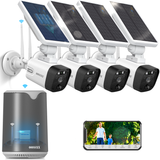 OOSSXX (100% Wire-Free Wireless Solar Cameras) 2-Way Audio 2-Antennas Enhance Battery Outdoor Wireless Security Camera System WiFi Battery Video Surveillance System