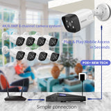 4K POE Camera System,16pcs 8.0MP H.265+ 4K PoE Security Cameras Wired,Home Video Surveillance System,8MP/4K 16CH NVR,AI Human Detection, 24-7 Recording,IP66 Waterproof, Audio