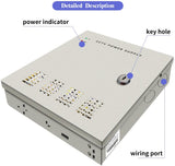 DC12V 10A 18CH CCTV Power Supply 18 Channel Port Box,CCTV DC Distributed Power Box Supply Output AC to DC 12V 10A,AC Plug and Lock for Security CamerasCH