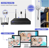 Wireless Security Camera System,8Pcs 5.0MP CCTV Home Wi-Fi IP Cameras,10 Channel NVR,OHWOAI HD Surveillance Video Dual Antennas System,AI Detection,Two-way Audio