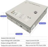 CCTV Power Supply 18CH Channel Port Box,CCTV DC Distributed Power Box Supply Output AC to DC 12V 30 Amp 360 Watt, Electrical Box with AC Plug and Lock,for CCTV DVR Security System and Cameras