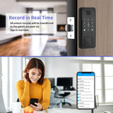 Smart Biometric Electronic Deadbolt,Keyless Entry Door Lock Front Door,Passcode,Touchscreen Keypad,Fingerprint,Card Bluetooth Door Lock,Support Wi-Fi Gateway&Alexa,OHWOAI Auto-Lock for Home Office