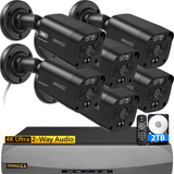 Black {4K/8.0 Megapixel & 130° Ultra Wide-Angle} 2-Way Audio PoE Outdoor Home Security Camera System, 6 Wired Outdoor IP Cameras, 8-Channel NVR