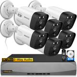 {4K/8.0 Megapixel & 130° Ultra Wide-Angle} 2-Way Audio PoE Outdoor Home Security Camera System, Wired Outdoor Surveillance IP Cameras System