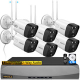 Dual Antennas 3K 5.0MP Wireless Surveillance Camera Monitor NVR Kits, 6 Pcs Outdoor WiFi Security Cameras