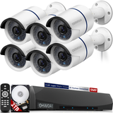 POE Security Camera System,8 Channel Poe NVR, 6pcs 5.0MP Poe IP Cameras,OHWOAI Home Video Surveillance POE System,Wired Indoor&Outdoor Security Camera,Audio,Waterproof