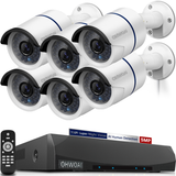 POE Security Camera System,8 Channel Poe NVR, 6pcs 5.0MP Poe IP Cameras,OHWOAI Home Video Surveillance POE System,Wired Indoor&Outdoor Security Camera,Audio,Waterproof