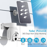OOSSXX (PTZ Digital Zoom 100% Wire-Free) Wireless Solar Cameras 2-Way Audio, Solar Battery PIR Detection Outdoor Wireless Security Camera System Video Surveillance System
