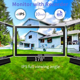 【2K 3.0MP & Dual Antenna Signal Enhancement】 All in One Monitor Wireless Security Camera System with 10" HD Screen,4Pcs CCTV WiFi IP Cameras,Indoor/Outdoor Surveillance Cam,AI Human Detection