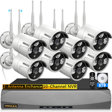 Dual Antennas 2K 3.0MP Wireless Security Camera System,OOSSXX 10 Channel NVR HD Outdoor Home Surveillance WiFi Cameras Systems,AI Detection