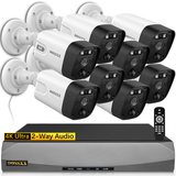 (4K/8.0 Megapixel & 130° Ultra Wide-Angle) 2-Way Audio PoE Outdoor Home Security Camera System, 8 Wired Outdoor Video Surveillance IP Cameras System