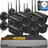 Black Dual Antennas 3K 5.0MP Wireless Surveillance Camera Monitor NVR Kits, 8 Pcs Outdoor WiFi Security Cameras