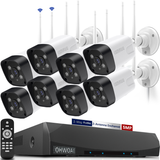 Wireless Security Camera System,8Pcs 5.0MP CCTV Home Wi-Fi IP Cameras,10 Channel NVR,OHWOAI HD Surveillance Video Dual Antennas System,AI Detection,Two-way Audio