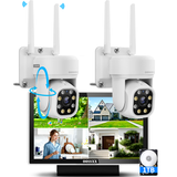 5.0MP Outdoor Wireless PTZ Security Camera System with 2-Way Audio and Monitor, 10-Channel Wi-Fi Security NVR System, Pan-and-Tilt WiFi Security System for Indoor Video Surveillance.