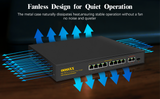 {Full Gigabit} OOSSXX 8 Port Gigabit PoE Switch, with 2 Uplink 1 SFP Port, 150W 1000Mbps Unmanaged POE Network Switches, Built-in Power, Fanless Sturdy Metal, Traffic Optimization, Plug and Play