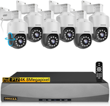 OOSSXX (Zoom Digital PTZ de 4K/8.0 Megapíxeles y Audio Bidireccional) Sistema de Cámara de Seguridad para Exteriores PoE con Cableado, Sistema de Cámaras de Vigilancia de Video al Aire Libre