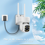 Cámara de seguridad PTZ inalámbrica para exteriores de 5MP con audio bidireccional (2 vías) y PTZ, Sistema de NVR de seguridad Wi-Fi de 10 canales, Sistema de seguridad Wi-Fi, Sistema de vigilancia de video interior Pan NVR