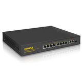 Conmutador POE de 8 puertos Gigabit de OOSSXX, con 2 puertos ascendentes 1 puerto SFP, 150W 1000Mbps, sin administración, plug and play