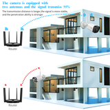 Sistema de Cámara de Seguridad Inalámbrica con Antenas Duales de 5.0MP, Kits de Monitorización de Vigilancia Inalámbrica 3K NVR de 10 Pulgadas de Pantalla, 4 Cámaras de Seguridad WiFi para Exteriores, 2 Vías de Audio