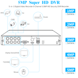 Grabador de DVR de seguridad HD de 8 canales 5MP de OOSSXX, Sistema de Cámaras de Seguridad 5-en-1 AHD/Analógico/TVI/CVBS