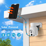 OOSSXX (Zoom Digital PTZ 100% Inalámbricas y Energía Solar) Cámaras Solares Inalámbricas con Audio Bidireccional, Detección PIR de Batería Solar, Sistema de Cámaras de Seguridad Inalámbricas para Exteriores