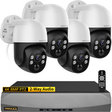 Sistema de cámaras de seguridad para el hogar al aire libre con cableado PoE y audio bidireccional (4K/8.0 Megapíxeles y Zoom Digital PTZ) por favor