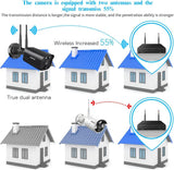 OOSSXX (5.0MP y 130° Ultra Gran Angular) Detección PIR Audio Bidireccional Antenas Duales Sistema de Cámaras de Seguridad Inalámbricas para Exteriores Cámara de Seguridad Inalámbrica, Cámaras Exteriores de Vigilancia WiFi para Hogar