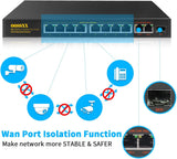Conmutador POE de 8 puertos Gigabit de OOSSXX, con 2 puertos ascendentes 1 puerto SFP, 150W 1000Mbps, sin administración, plug and play