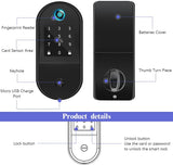 Cerradura electrónica inteligente sin llave para puertas, con Bluetooth, huella dactilar, contraseña, teclado táctil, tarjeta, llaves, control a través de aplicación y voz, compatible con Gateway y Alexa