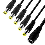 Cable divisor de energía DC de 1 macho a 5 hembras, enchufe de 5.5 x 2.1 mm para cámaras de seguridad y tiras de luces LED