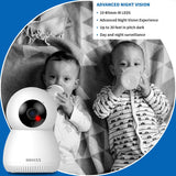 Cámara de vigilancia inalámbrica PTZ con audio bidireccional, 3.0 megapíxeles. Ideal para monitorear bebés, personas mayores y mascotas