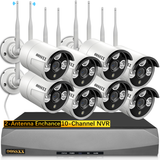 Cámaras de seguridad inalámbricas de 3.0MP con doble antena, sistema de cámaras de vigilancia doméstica HD al aire libre de 10 canales NVR de OOSSXX, detección de IA