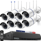 2-Antennas Enchance Security Camera System Wireless, 10-Channel 5MP NVR, 8PCS 1536P 3.0MP CCTV WI-FI IP Cameras for Homes,OHWOAI HD Surveillance Video Security System.