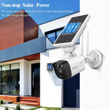 OOSSXX (Cámaras solares inalámbricas 100% libres de cables) Sistema de cámaras de seguridad inalámbricas para exteriores con audio bidireccional, 2 antenas para mejorar la batería, sistema de videovigilancia inalámbrico WiFi con batería