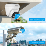 Sistemas de cámaras de seguridad POE {4K/8.0 megapíxeles y ángulo ultra amplio de 130°} detectadas por IA, sistema de video vigilancia exterior de 8 canales de OOSSXX, con 8 cámaras impermeables IP67 con audio