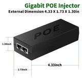Inyector de energía a través de Ethernet Gigabit PoE+ de OOSSXX, compatible con velocidades de red dúplex gigabit no PoE y distancias de red de hasta 100 metros (328 pies). Color negro